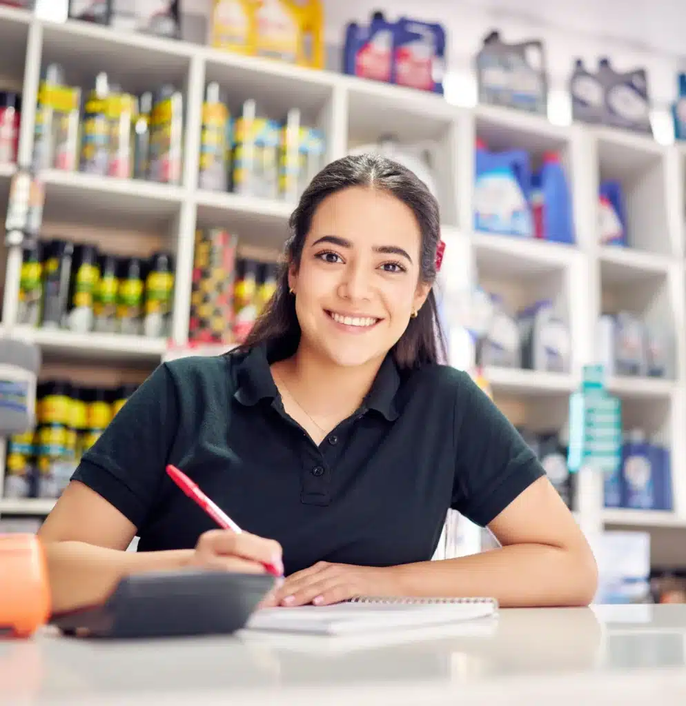 Girls writing with smiling face