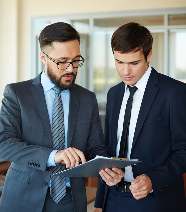 businessman showing changes report